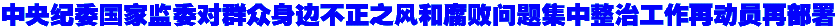 中央纪委国家监委对群众身边不正之风和腐败问题集中整治工作再动员再部署