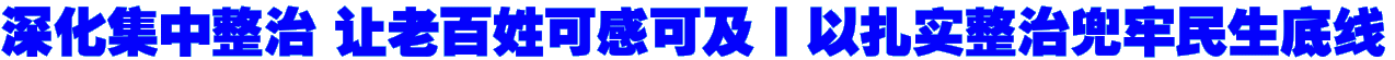 深化集中整治 让老百姓可感可及丨以扎实整治兜牢民生底线