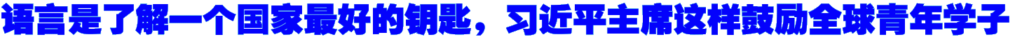 语言是了解一个国家最好的钥匙，习近平主席这样鼓励全球青年学子