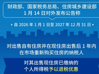 延续实施支持居民换购住房有关个人所得税政策
